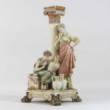 A Worcester style porcelain figure group