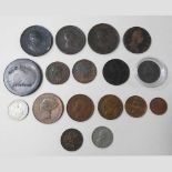A collection of English copper coins