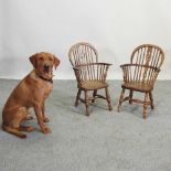 A near pair of children's windsor style armchairs