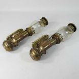 A pair of early 20th century brass ships wall lamps