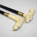 A novelty carved bone handled walking stick,