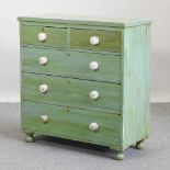 A Victorian and later green painted chest