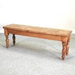 A hand made rustic pine bench