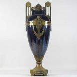 An impressive KPM blue glazed Art Nouveau / Secessionist pottery vase