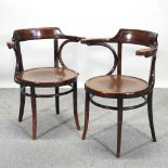 A pair of Thonet style bentwood chairs