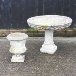 A reconstituted stone garden table