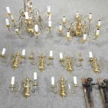 A brass chandelier,