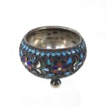 A Russian silver and enamel salt cellar