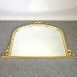 A gilt framed over mantel mirror