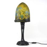 An iron table lamp