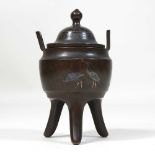 An early 20th century Japanese bronze miniature censer