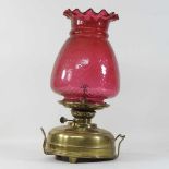An early 20th century French brass oil lamp