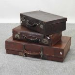 A vintage leather suitcase,