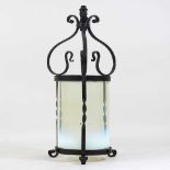 A late 19th century wrought iron hanging lantern