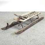 A vintage wooden sledge