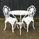 A white painted metal garden table