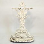 A late Victorian Coalbrookdale style painted cast iron stick stand