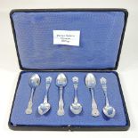A collection of six 19th century Queens pattern silver teaspoons