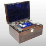 A Victorian rosewood dressing case