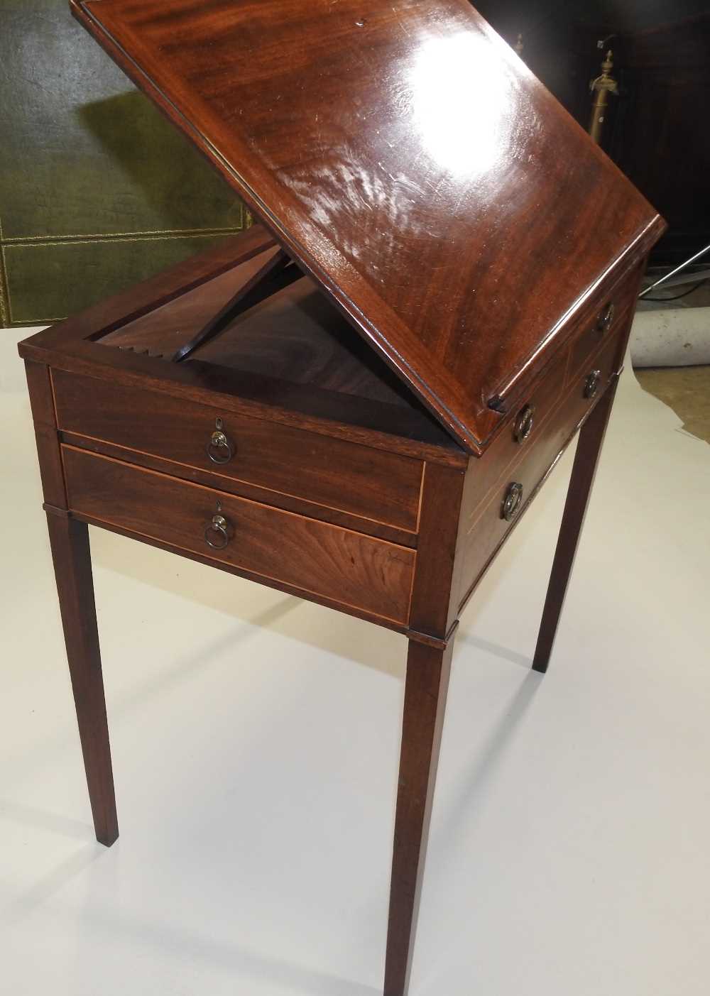 A Regency mahogany and boxwood strung reading table - Image 7 of 11