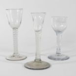 An 18th century double series opaque twist cordial glass