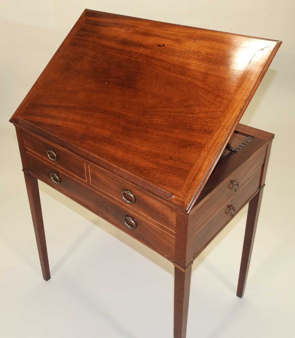 A Regency mahogany and boxwood strung reading table - Image 4 of 11