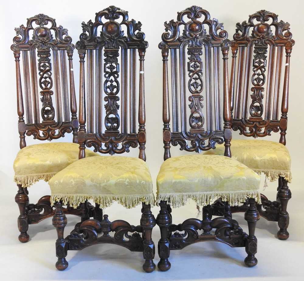A set of four 17th century style Anglo-Dutch high back dining chairs - Image 2 of 23