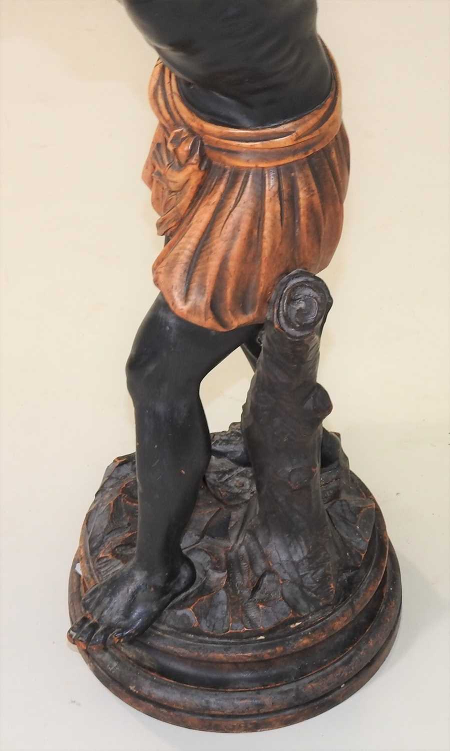 A 19th century carved wood and polychrome painted figural waiter - Image 7 of 11