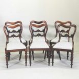 A set of six Victorian rosewood kidney back dining chairs