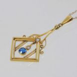 A 9 carat gold Art Deco pendant necklace