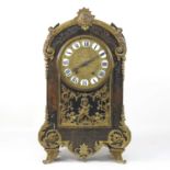 A 19th century French cut brass and tortoiseshell mantel clock
