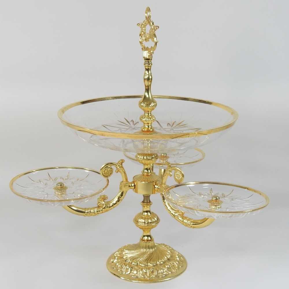 An ornate ormolu and glass epergne - Image 3 of 8