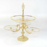 An ornate ormolu and glass epergne