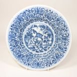 An 18th century delft blue and white plate