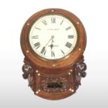 A 19th century rosewood cased drop dial wall clock