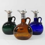 A 19th century coloured glass claret jug