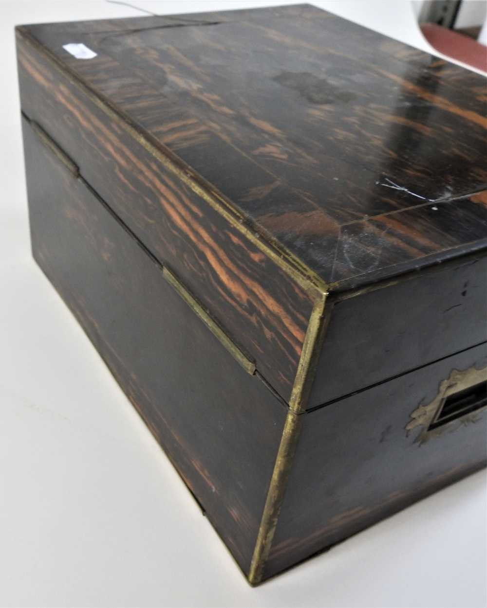 A Victorian coromandel and brass bound dressing case - Image 14 of 14