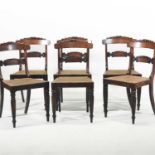 A set of six Regency simulated rosewood and marquetry dining chairs