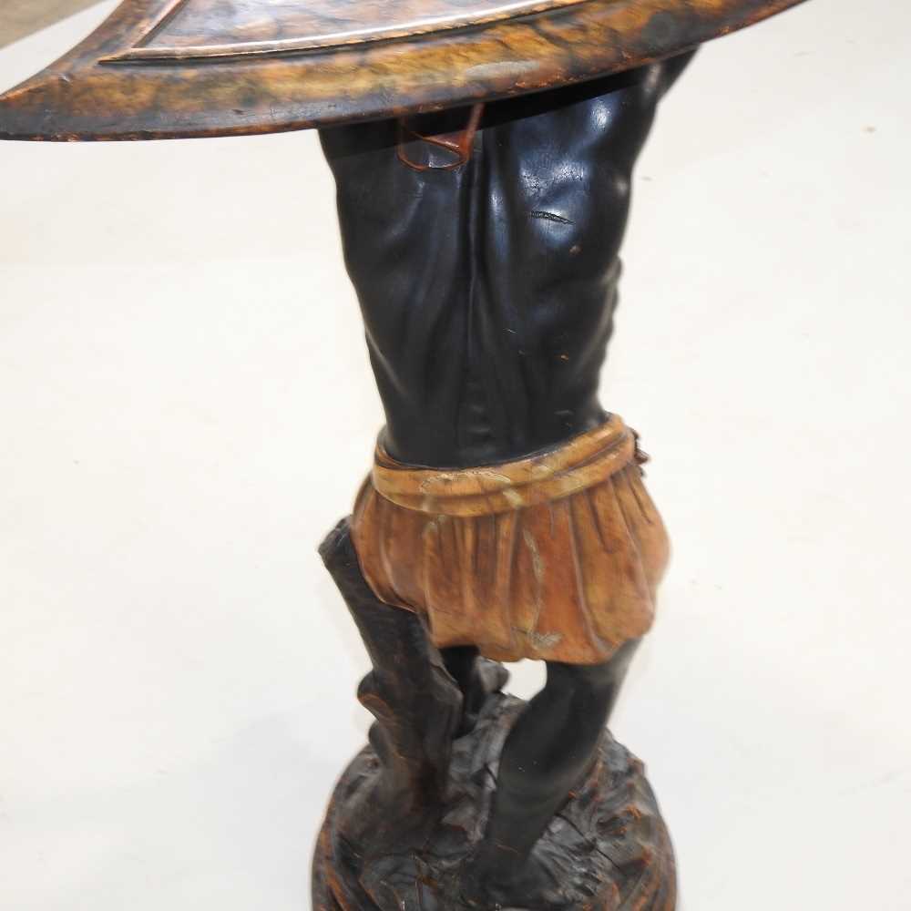 A 19th century carved wood and polychrome painted figural waiter - Image 8 of 11