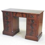 A 19th century mahogany pedestal desk