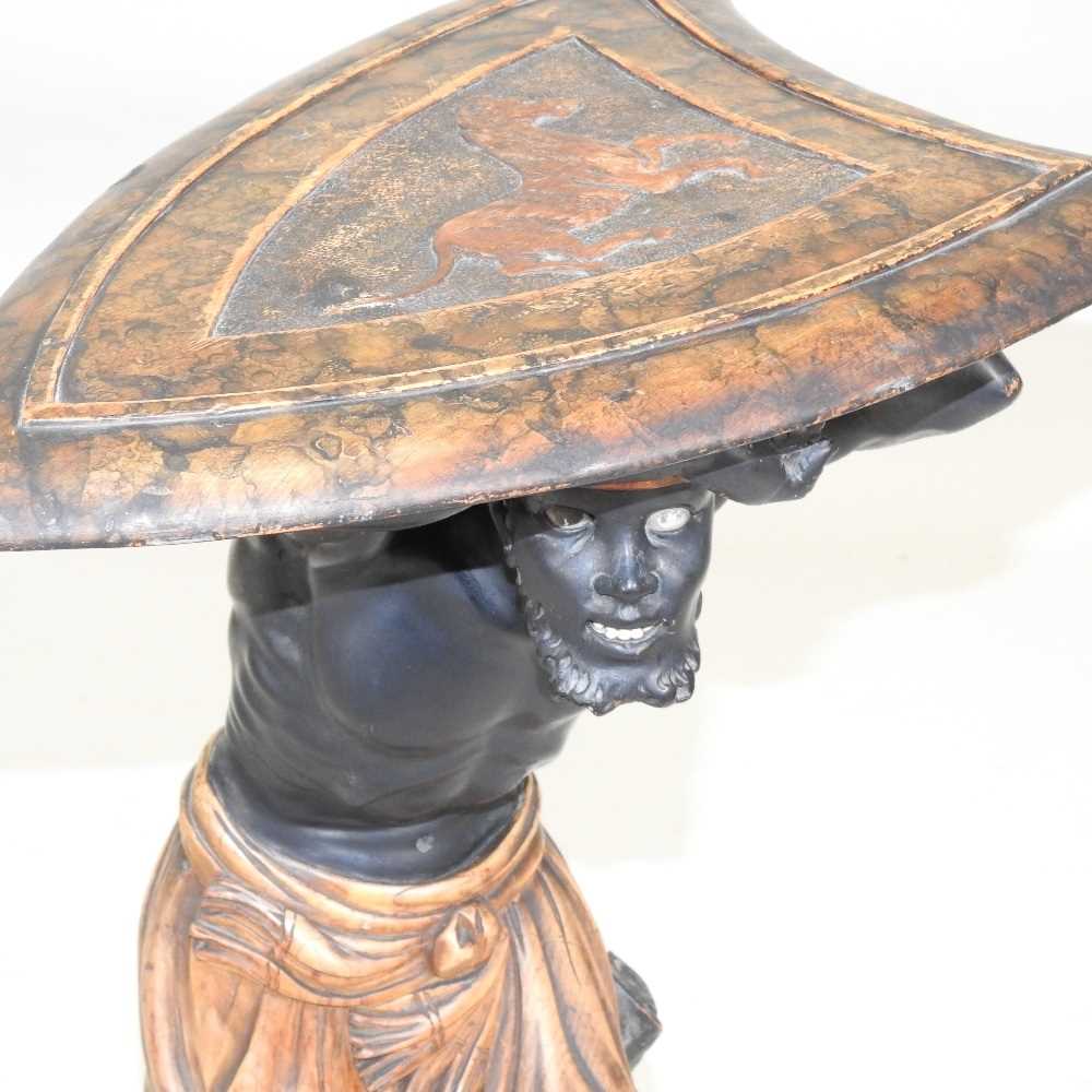 A 19th century carved wood and polychrome painted figural waiter - Image 5 of 11