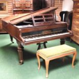 A Victorian rosewood cased boudoir grand piano