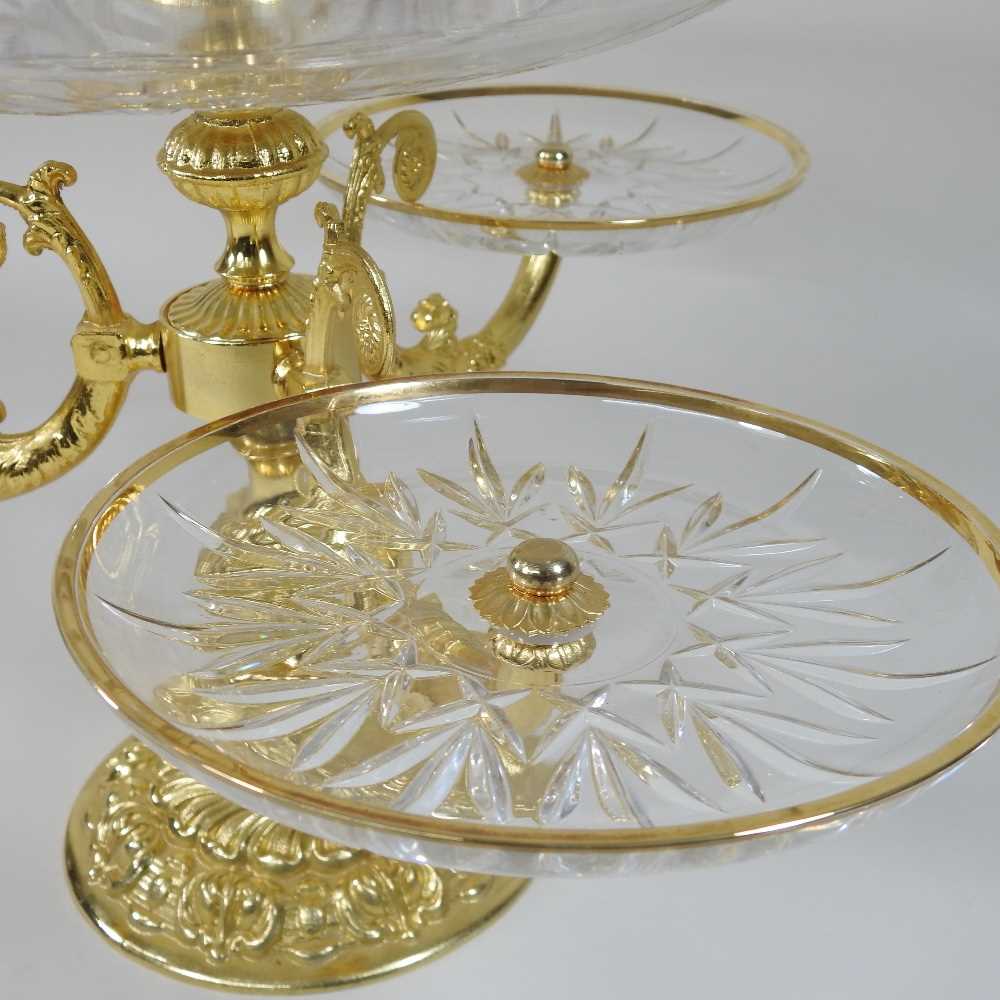 An ornate ormolu and glass epergne - Image 7 of 8