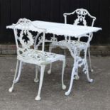 A white painted aluminium garden table,