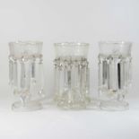 A pair of 19th century cut glass table lustres