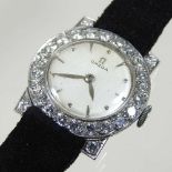 An Omega platinum cased vintage ladies wristwatch