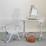 A Victorian mahogany and later grey painted side table