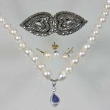A cultured pearl single strand necklace