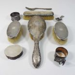 A collection of early 20th century silver mounted dressing table items