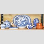 A small collection of blue and white china